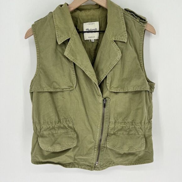 Madewell Jackets & Blazers - Madewell Womens Size Medium Army Green Military Style Vest 1/2 Zip